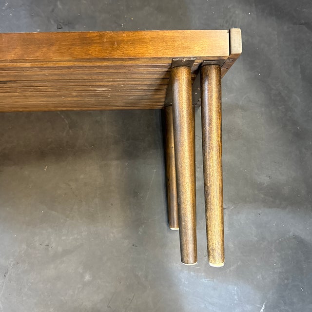 Mid Century John Keal Walnut Expandable Slated Bench For Sale - Image 12 of 12