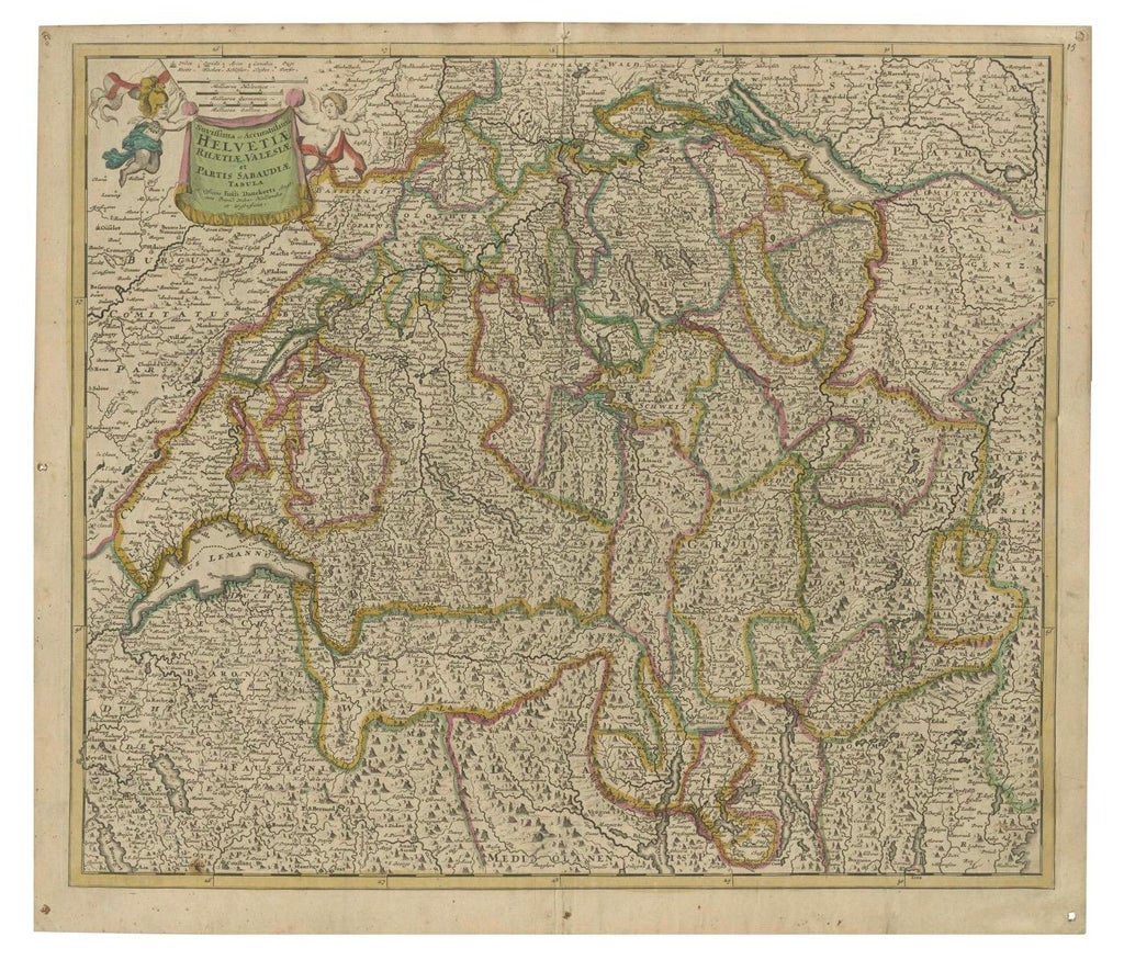 Map of Switzerland by Justus Danckerts, 1690 | Chairish