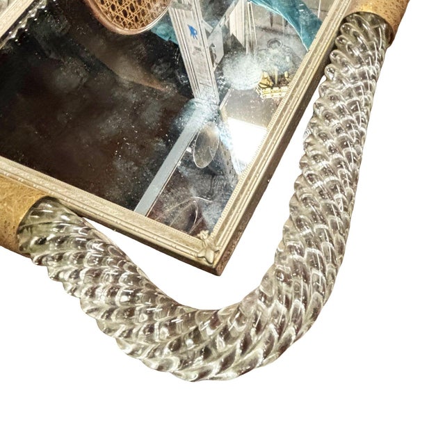 Mid 20th Century Barovier Blown Art Glass Mirrored Vanity Tray W/ Gold-Tone Accents For Sale - Image 4 of 8