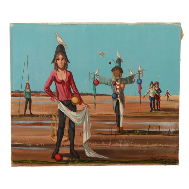 Mid-Century French Surrealist Painting For Sale - Image 9 of 9