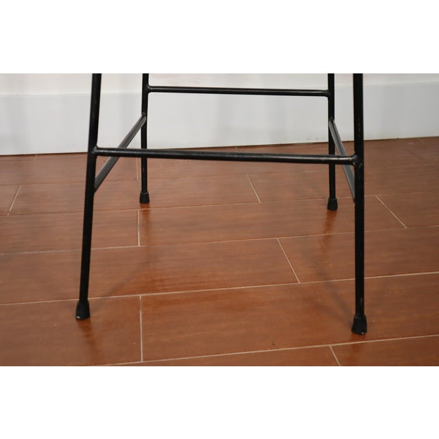 Mid-Century Modern Vintage Mid Century Wicker Iron Bar Stool Pair Set of 2 Arthur Umanoff Raymor Style Retro Atomic 50's 60's For Sale - Image 3 of 7