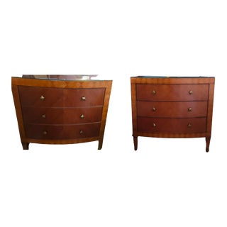 J. D. Young Wood Parquetry Inlay Bedside Tables - 2 Pc Set For Sale