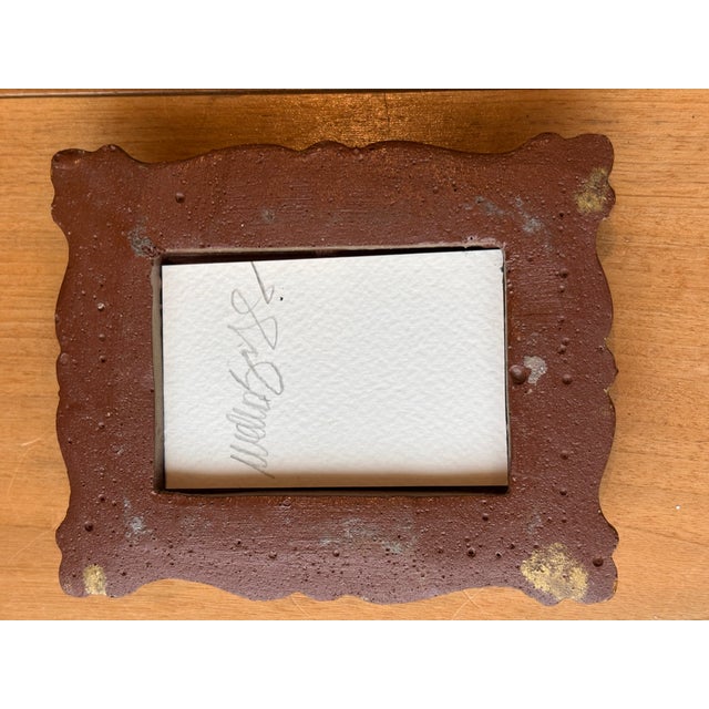 Paper 2024 Miniature Wellon Bridgers Oil Painting Seascape Coastal View at Night in Antique Frame For Sale - Image 7 of 7