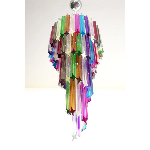 1980s Vintage Italian Multicolored Glass and Metal Mariangela Chandelier, 1983 For Sale - Image 5 of 11