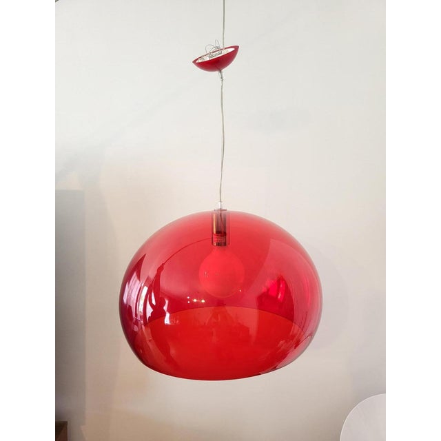 Mid-Century Modern Italian Hanging Light in Acrylic Glass Red by Ferruccio Laviani for Kartell For Sale - Image 3 of 9