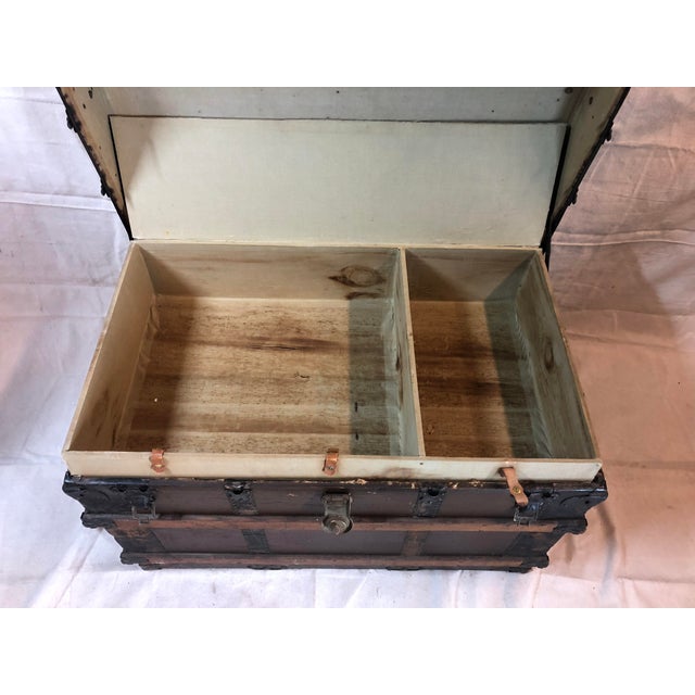 Antique Semi Round Top Steamer Trunk With Dividers Chairish