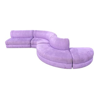 1990s Postmodern Curvy Purple Microsuede Sectional Sofa by Directional For Sale
