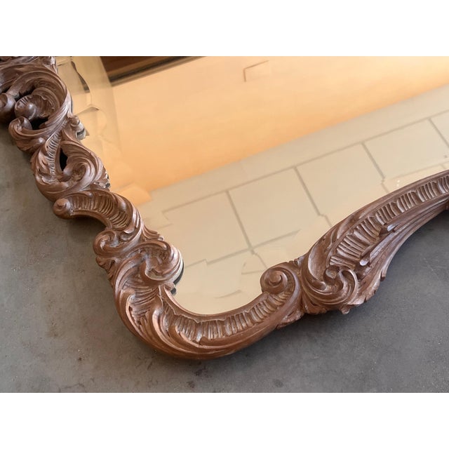 Spanish 20th Baroque Style Carved Walnut Ormolu Large Mirror For Sale - Image 12 of 18