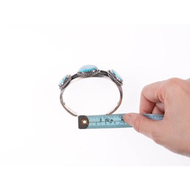 Silver 6 7/8" Vintage Navajo Sterling and Turquoise Bracelet x For Sale - Image 8 of 9