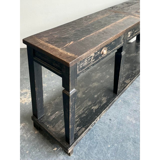 Early 20th Century Vintage Patinated Long Console Table For Sale - Image 5 of 13