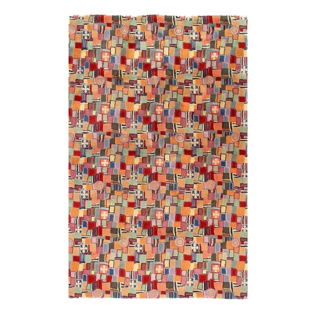 Multi Color Fine Hand Knotted Modern Rug 5' X 8' For Sale - Image 4 of 5