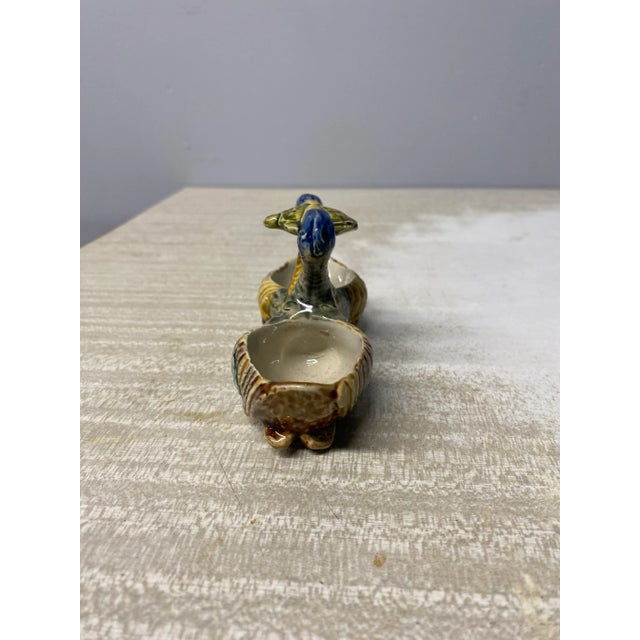 De Sarreguemines Majolica Duck & Turtle Salt Cellar Sarreguemines, Circa 1880 For Sale - Image 4 of 6