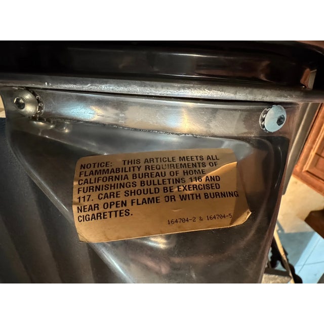 Metal Vintage Eames Lounge Chairs Pair Black Leather Post 1985 For Sale - Image 7 of 8