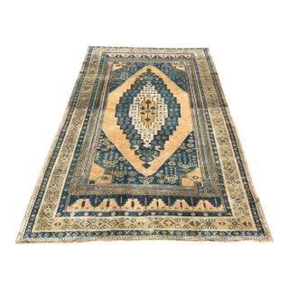 Vintage Hand Knotted Turkish Area Rug - 110" X 67" For Sale