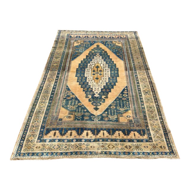 Vintage Hand Knotted Turkish Area Rug - 110" X 67" For Sale