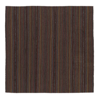Vintage Persian Kilim, Square Rug in Fine Polychromatic Stripes - Rug & Kilim For Sale