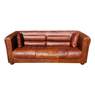 Italian Leather Sofa by Baxter of Italy For Sale
