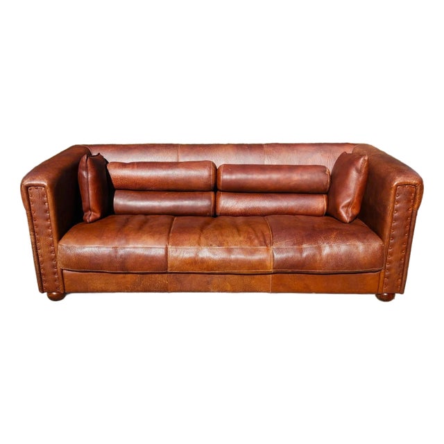 Mid Century Modern Italian Leather Sofa by Baxter of Italy For Sale