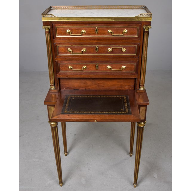 1900 - 1909 Early 20th Century Louis XVI Style Small Desk With Brass Fittings For Sale - Image 5 of 12