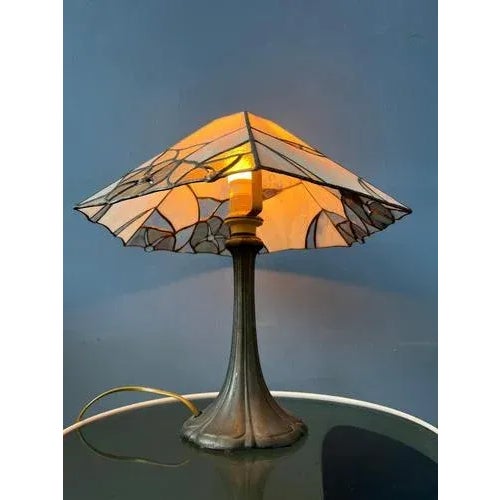 Art Deco Stained Glass Table Lamp For Sale - Image 3 of 11