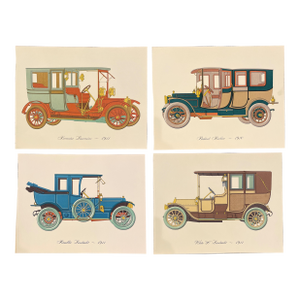 Antique Automobiles Lithographs - Set of Four