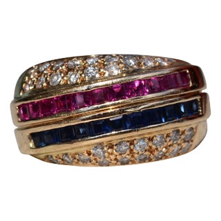 The Pierson: Ladies 14K Ring set with Rubies, Sapphires and Diamonds For Sale