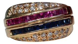 The Pierson: Ladies 14K Ring set with Rubies, Sapphires and Diamonds