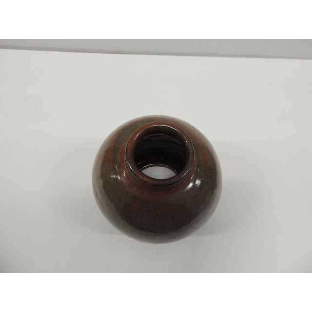 MCM Black & Brown Glazed Decorative Ceramic Vase/Vessel For Sale - Image 4 of 5