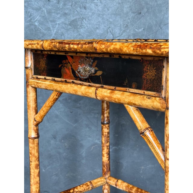 English Bamboo Writing Table With Leather Top From the Aesthetic ...