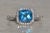 Contemporary The San Bruno: Ladies 14K Checkerboard Cushion Cut Topaz and Diamond Halo Ring For Sale - Image 3 of 10