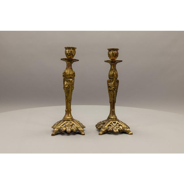 French Art Deco Bronze Candlesticks with Marabou Storks, 1930s, Set of 2 For Sale - Image 9 of 18