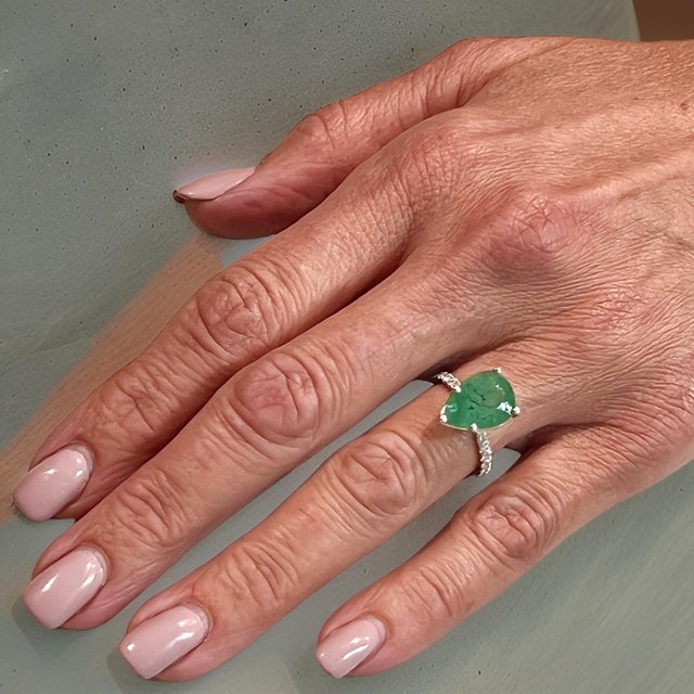 Natural Emerald Diamond Ring 6.5 14k WG 4.62 TCW Certified For Sale - Image 14 of 18