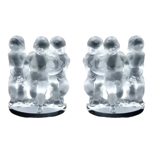 Late 20th Century Pair of Lalique "Luxembourg" Crystal Sculptures