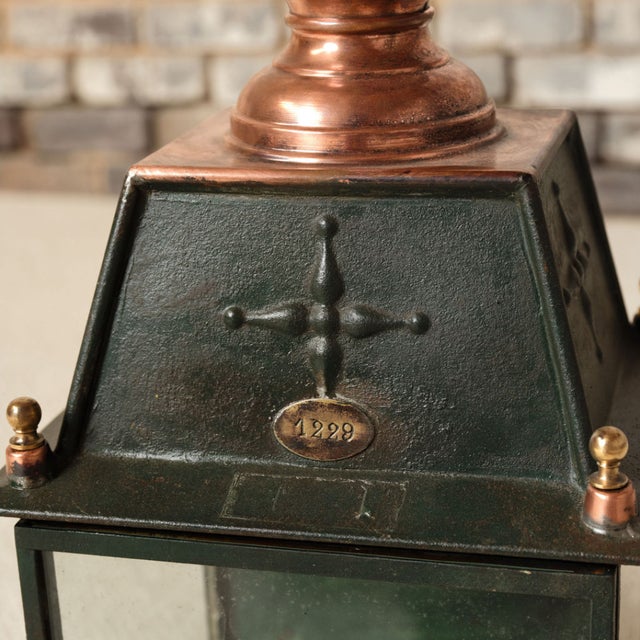 Mid 19th Century 19th Century French Iron Gas Green Lantern For Sale - Image 5 of 7