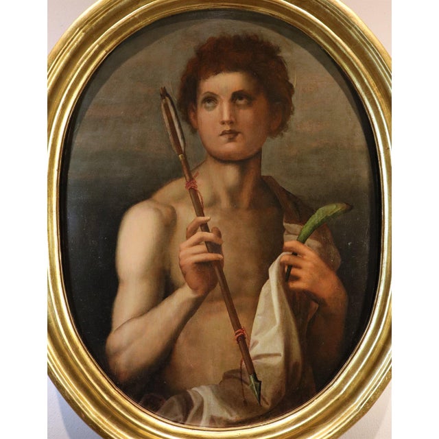 Andrea del sarto (florence, 1486 - florence, 1531) workshop saint sebastian oil on oval panel 69 x 90 cm. - framed 105 x...