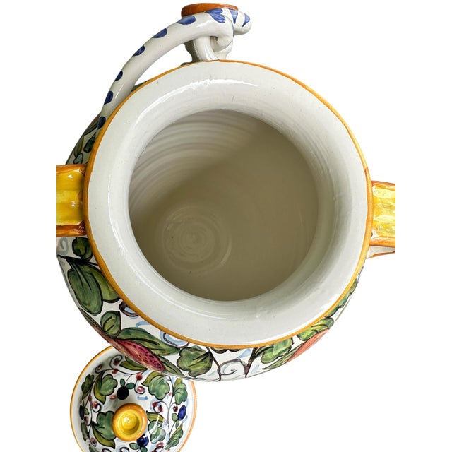 Hand-Painted Tuscan Ceramic Lidded Urn by Ima Montelupo Fiorentino - "Acqua Di Mele”, Italian Apothecary Jar For Sale In Miami - Image 6 of 7