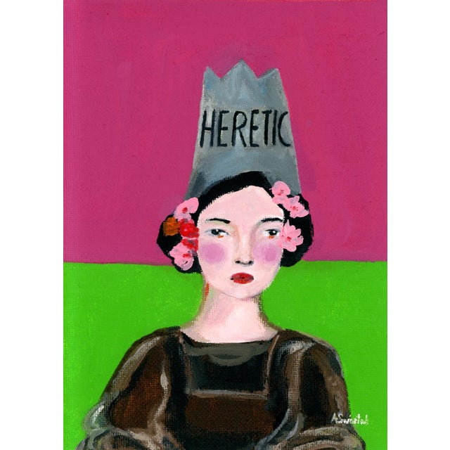 Heretic Eira, Mid Century Modern Portrait Oil Painting by Alexandra Swistak For Sale - Image 4 of 4