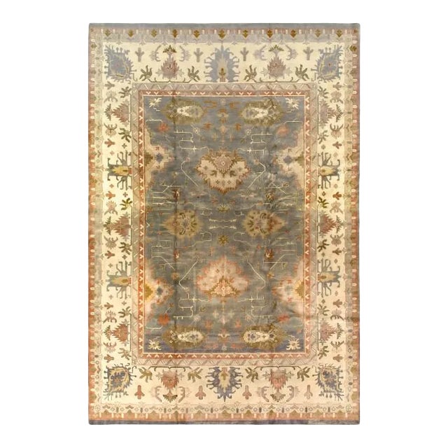 Pasargad Gray Color Fine Hand Knotted Oushak Rug 12' X 18' For Sale