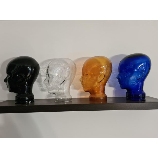 Tinted Glass Display Heads, 1970s, Set of 4 For Sale - Image 6 of 13