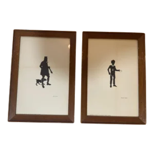 Vintage Charles Dickens Oliver Twist Silhouettes, a Pair