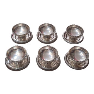 Vintage Silver-Plated Dessert Service – Set of 6 Pedestal Dessert Bowls With Serving Tray For Sale