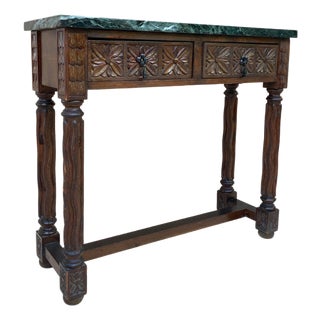 Early 20th Century Spanish Carved Walnut Console Table For Sale