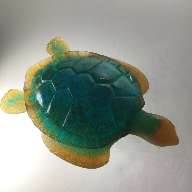 2000’s Daum Crystal Tortue De Mur “Sea Turtle“ in Amber and Green For Sale In Greensboro - Image 6 of 6