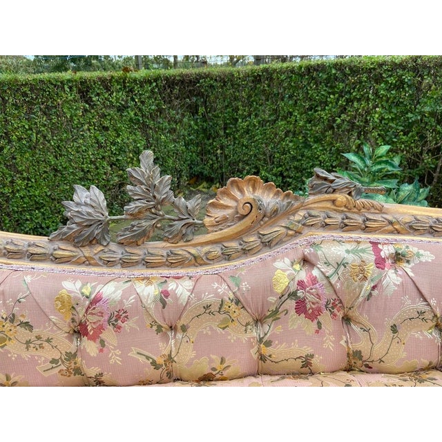 1970s 1970s French Artisan Louis XVI Pink Gold Beech Settee-1Pc For Sale - Image 5 of 16