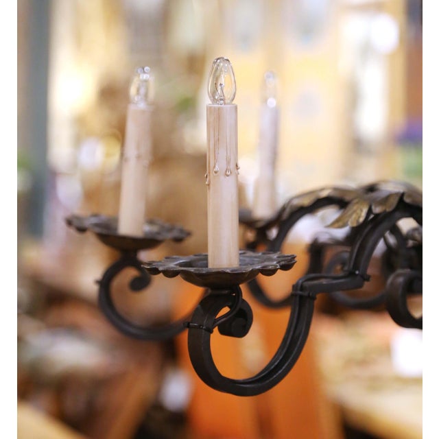 Early 20th Century French Louis XV Wrought Iron Eight-Light Chandelier For Sale - Image 4 of 10