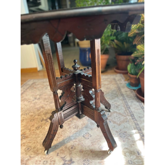Burnt Umber Eastlake Walnut Center Parlor Table For Sale - Image 8 of 12