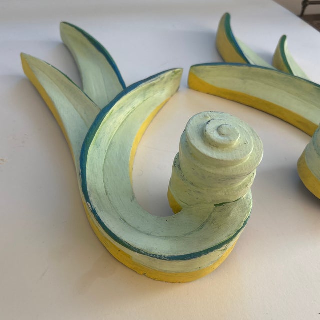 Stone 1940s American Chalk Paster Leaf Design Candle Wall Sconces a Pair For Sale - Image 7 of 11