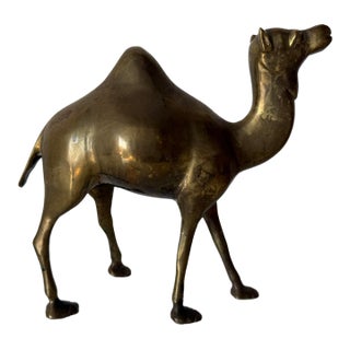 1980s Vintage Solid Brass Camel Figurine Sculpture For Sale