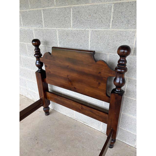 Mid 20th Century Ethan Allen Antique Pine Cannonball Style Single Bed Frame For Sale - Image 5 of 13