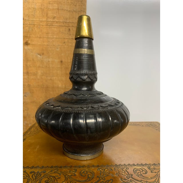 Metal Early 20th Century Etched Terra Cotta Rose Water Vessel For Sale - Image 7 of 7